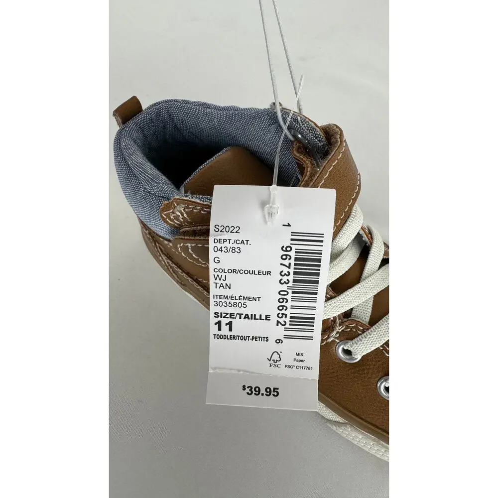 The Childrens Place Toddler Boys Lace Up Hi Top Boots Tan Size 11 New